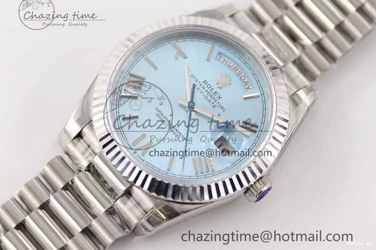 1230 Soft Day Date 40mm SS 904L Steel TWF 1:1 Best Edition Ice Blue Roman Dial on SS Bracelet A 2359